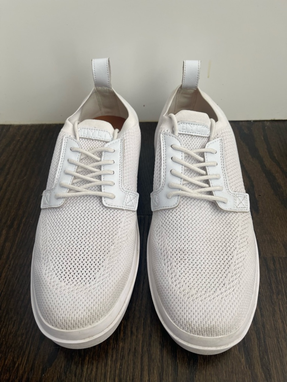 BYLT Basics Men’s All-White Knit Casual Sneakers - Picture 2 of 6